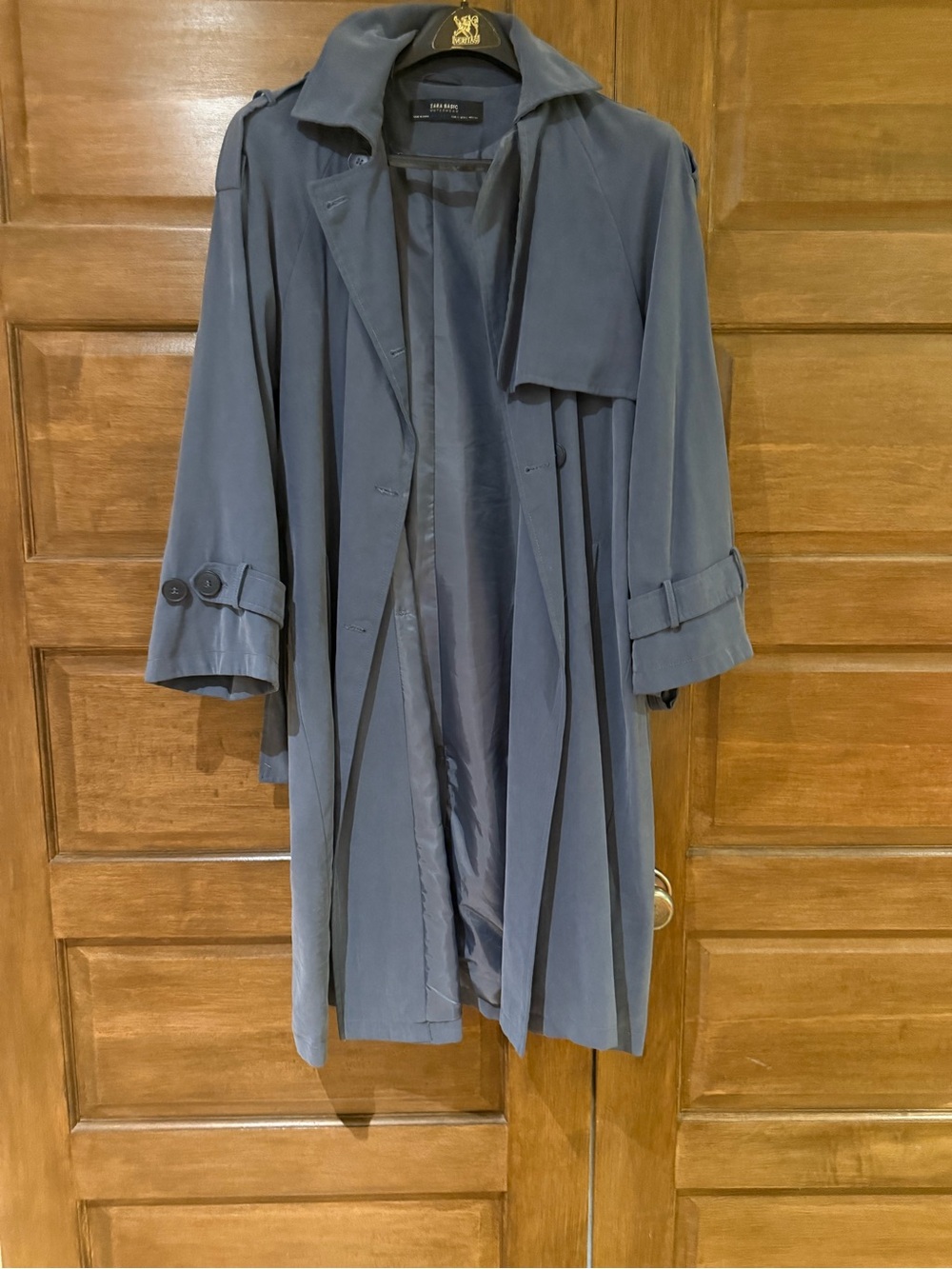 Zara Blue Gray Trench Coat with Epaulets